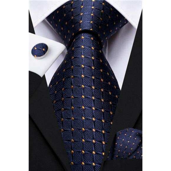 Mens Paisley Striped Tie Set with Pocket Square Cufflinks Wedding Business - Picture 3 of 7